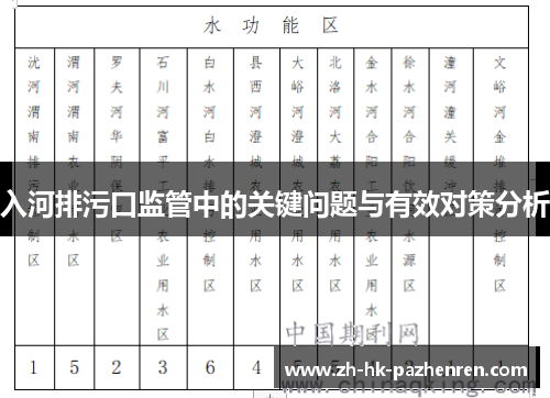 入河排污口监管中的关键问题与有效对策分析